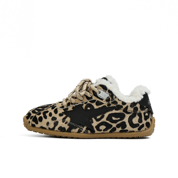 Dječje cipele u stilu Dad Shoes — unisex, ručno izrađene, Velcro zatvarač, debela gumena potplat, jesen-zima (Gornji dio: koža split od svinja; leopard uzorak umjetna kosa; mikrovlakna koža)