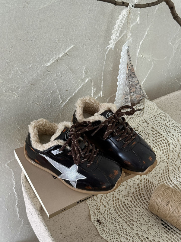 Dječje cipele u stilu Dad Shoes — unisex, ručno izrađene, Velcro zatvarač, debela gumena potplat, jesen-zima (Gornji dio: koža split od svinja; leopard uzorak umjetna kosa; mikrovlakna koža)
