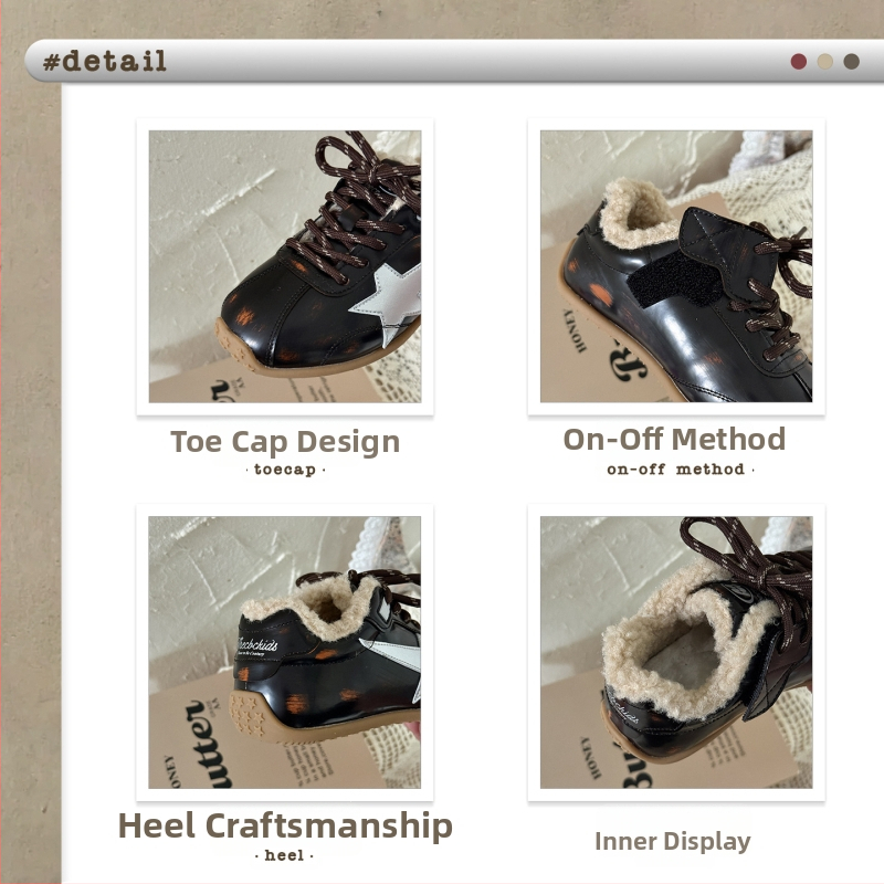 Dječje cipele u stilu Dad Shoes — unisex, ručno izrađene, Velcro zatvarač, debela gumena potplat, jesen-zima (Gornji dio: koža split od svinja; leopard uzorak umjetna kosa; mikrovlakna koža)