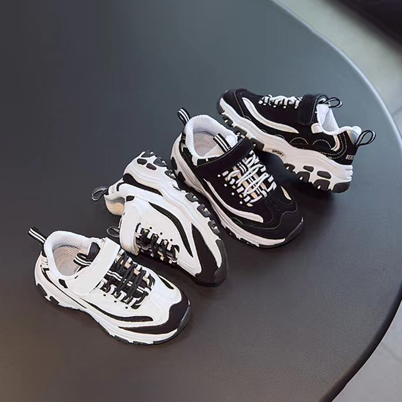 Dječje tenisice u stilu daddy shoes – gornji dio koža + mrežica, EVA potplat s protukliznim uzorkom, prednje vezivanje, prozračne, proljeće-jesen, dob 4-16