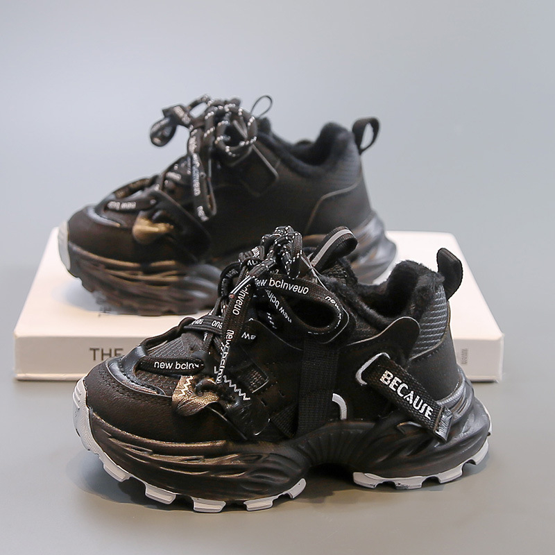 Dječje tenisice s flis podstavom za zimu 2025, unisex, casual dad shoes stil, mekana potplata