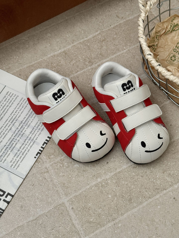 Dječje cipele s Velcro kopčom, pliš unutarnja obloga, dizajn sa smiješnim licem, prozračne, debeli đon, protuklizne