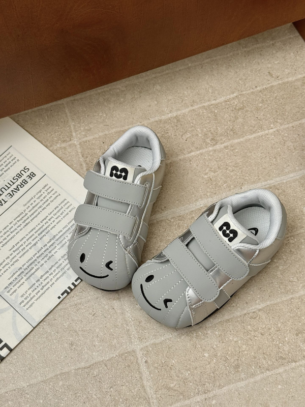 Dječje cipele s Velcro kopčom, pliš unutarnja obloga, dizajn sa smiješnim licem, prozračne, debeli đon, protuklizne