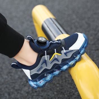 Pantofi sport pentru copii din piele sintetică, cu cataramă rotativă — partea superioară din piele sintetică, respirabili, ușori, pentru toate sezoanele