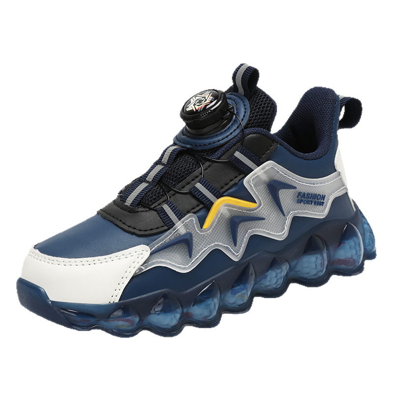 Pantofi sport pentru copii din piele sintetică, cu cataramă rotativă — partea superioară din piele sintetică, respirabili, ușori, pentru toate sezoanele