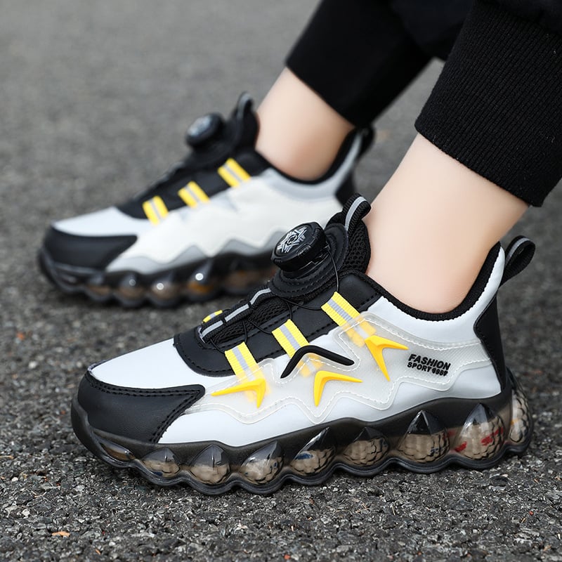 Pantofi sport pentru copii din piele sintetică, cu cataramă rotativă — partea superioară din piele sintetică, respirabili, ușori, pentru toate sezoanele