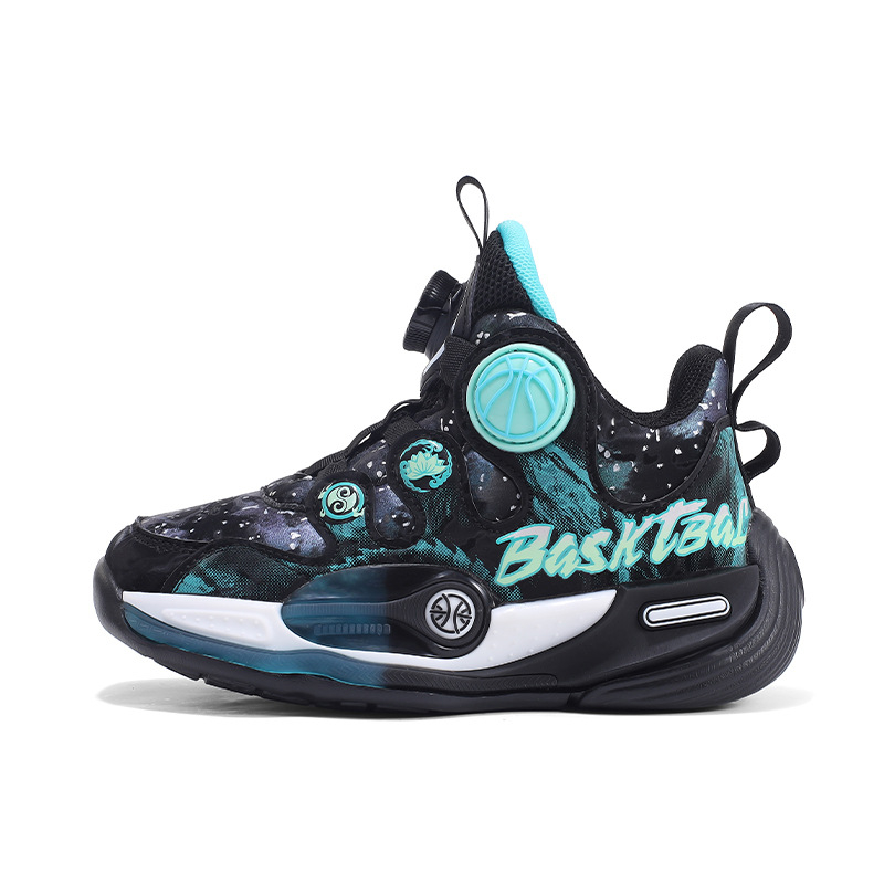 Ghete de baschet pentru copii iarnă, căptușite cu fleece, piele artificială rezistentă la apă, talpă antiderapantă, închidere cu buton rotativ, talpă groasă.