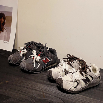 Pantofi sport pentru copii cu închidere Velcro, unisex, partea superioară din Super Fiber, talpă din cauciuc, model cu design armonizat, toamna 2025