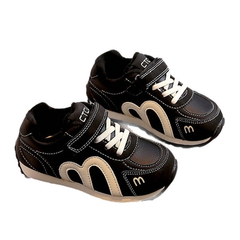 Pantofi sport pentru copii cu Velcro, talpă din cauciuc, partea super-fibră, model cu dungi, potriviți pentru primăvară și toamnă, pentru 4-6 ani