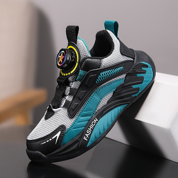 Adidași pentru copii pentru alergare, închidere cu cataramă rotativă, parte superioară din plasă, ușori, antiderapant, rezistenți la uzură, talpă MD