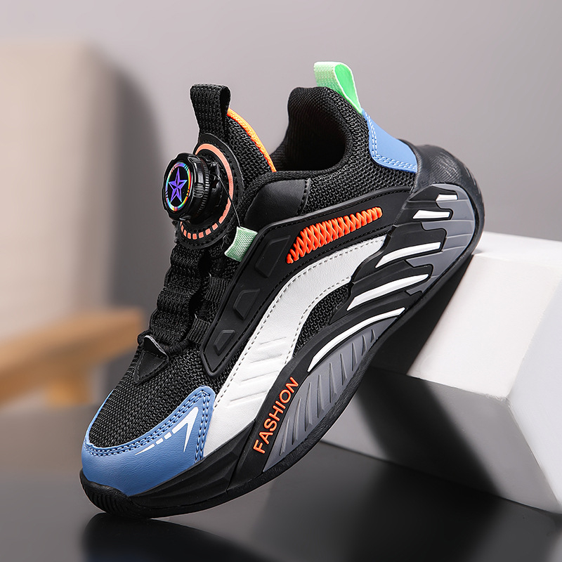 Adidași pentru copii pentru alergare, închidere cu cataramă rotativă, parte superioară din plasă, ușori, antiderapant, rezistenți la uzură, talpă MD