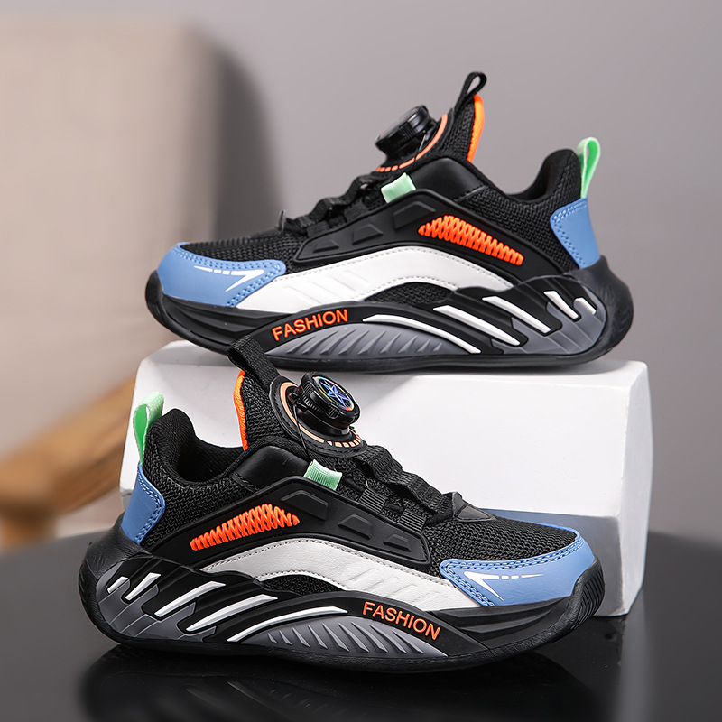 Adidași pentru copii pentru alergare, închidere cu cataramă rotativă, parte superioară din plasă, ușori, antiderapant, rezistenți la uzură, talpă MD