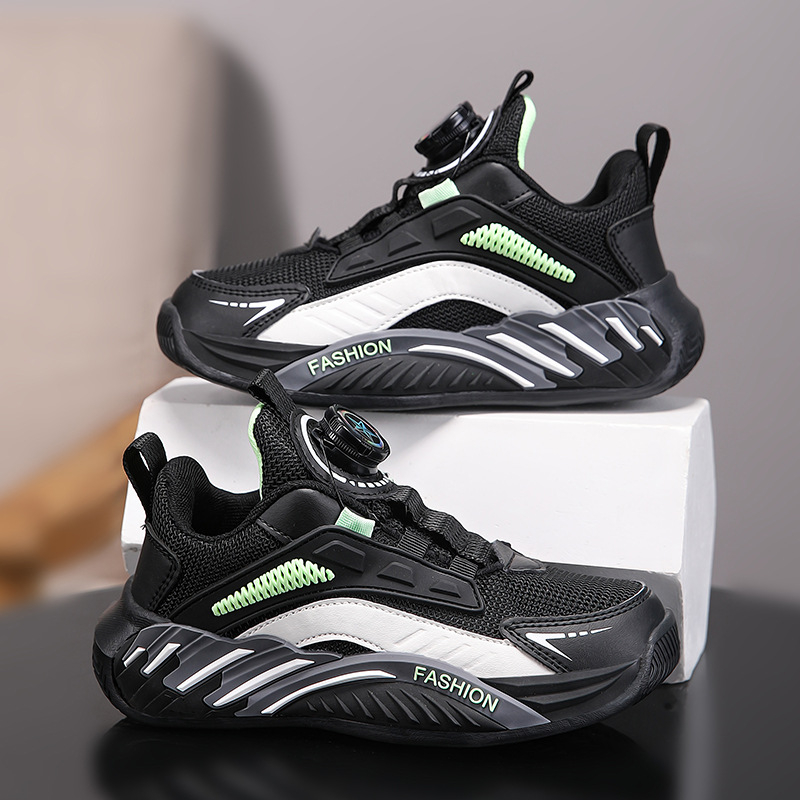 Adidași pentru copii pentru alergare, închidere cu cataramă rotativă, parte superioară din plasă, ușori, antiderapant, rezistenți la uzură, talpă MD