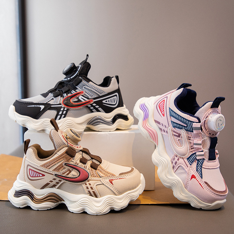 Dječje lagane tenisice u stilu Dad Shoes s rotirajućim zatvaračem – gornji dio PU+ mreža, gumena protuklizna potplat, prozračne, lagane