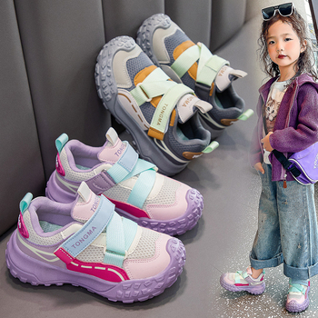 Pantofi pentru copii în stil dad shoes, cu partea superioară din plasă respirabilă, închidere Velcro, ușori, anti-derapare și talpă din compozit durabilă