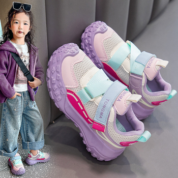 Pantofi pentru copii în stil dad shoes, cu partea superioară din plasă respirabilă, închidere Velcro, ușori, anti-derapare și talpă din compozit durabilă