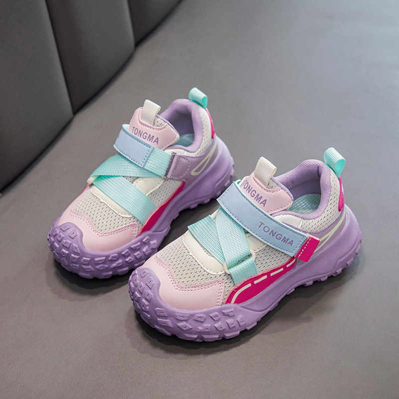 Pantofi pentru copii în stil dad shoes, cu partea superioară din plasă respirabilă, închidere Velcro, ușori, anti-derapare și talpă din compozit durabilă