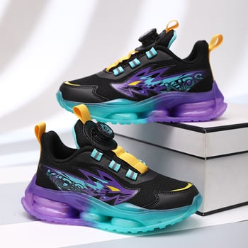 Pantofi sport pentru copii băieți, vară – partea superioară din material sintetic, respirabilă, talpă EVA, suprafață din piele sintetică, închidere cu cataramă rotativă