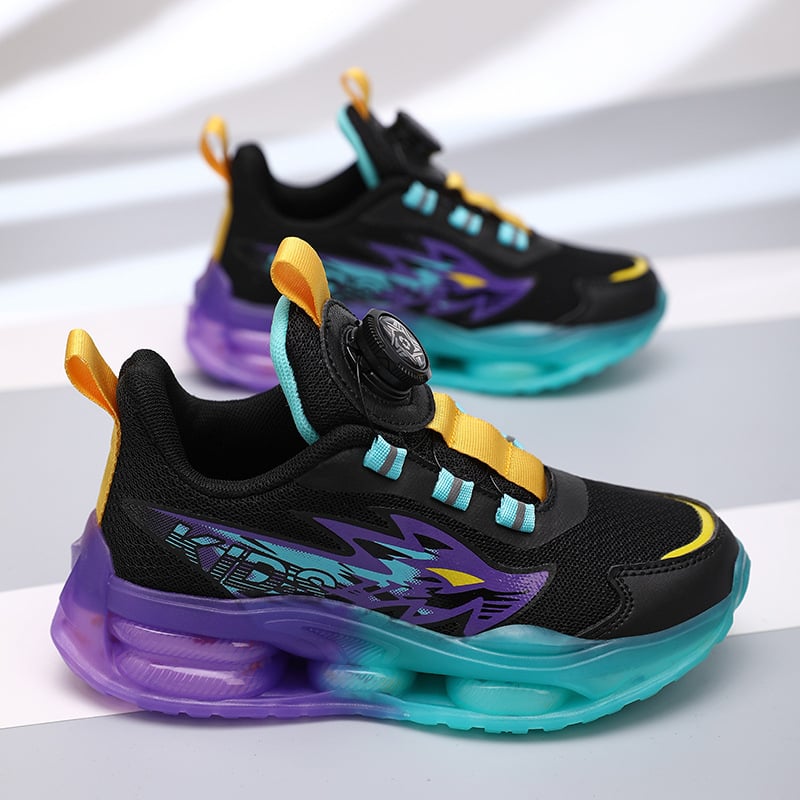 Pantofi sport pentru copii băieți, vară – partea superioară din material sintetic, respirabilă, talpă EVA, suprafață din piele sintetică, închidere cu cataramă rotativă