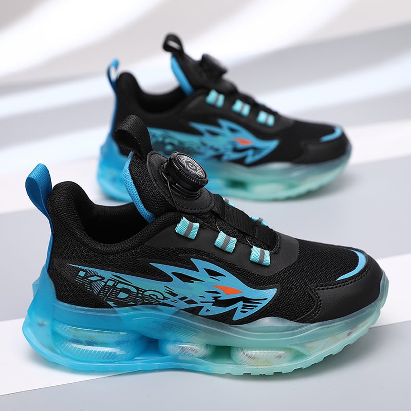 Pantofi sport pentru copii băieți, vară – partea superioară din material sintetic, respirabilă, talpă EVA, suprafață din piele sintetică, închidere cu cataramă rotativă