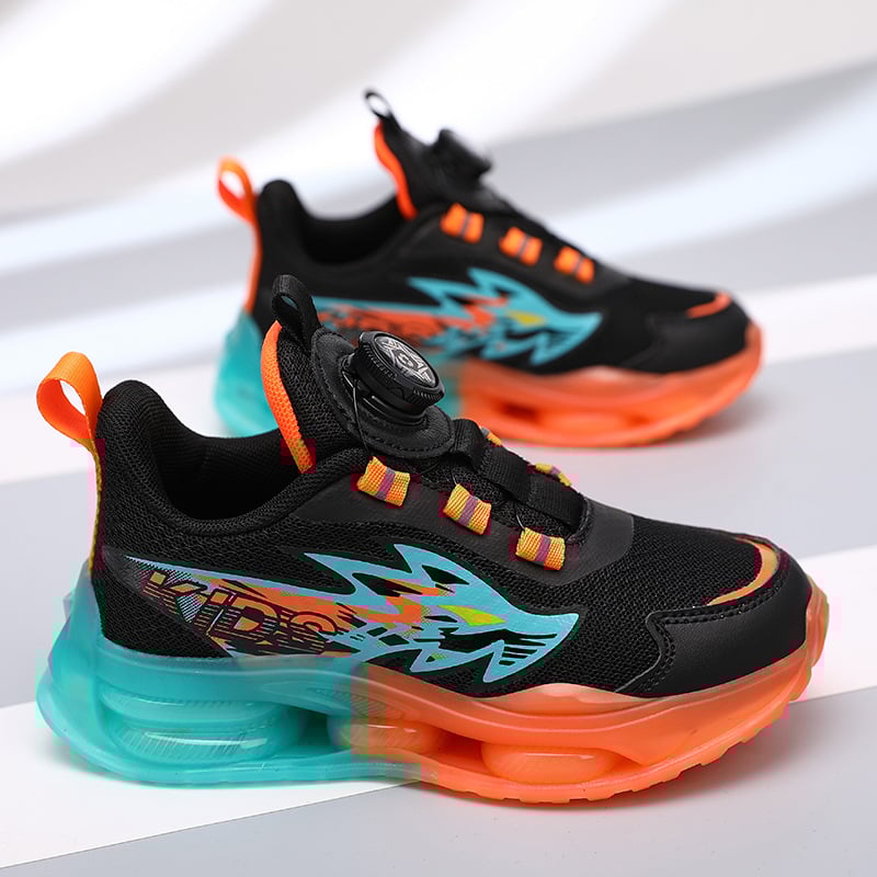 Pantofi sport pentru copii băieți, vară – partea superioară din material sintetic, respirabilă, talpă EVA, suprafață din piele sintetică, închidere cu cataramă rotativă