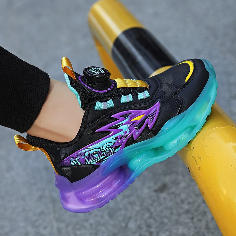 Pantofi sport pentru copii băieți, vară – partea superioară din material sintetic, respirabilă, talpă EVA, suprafață din piele sintetică, închidere cu cataramă rotativă