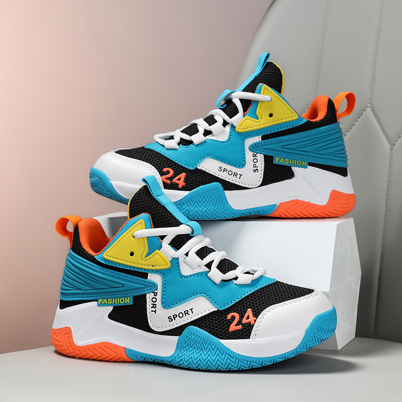 Pantofi baschet pentru copii - Față superioară din piele sintetică cu plasă, respirabili, anti-derapare, rezistenți la uzură, ușori, talpă TPR