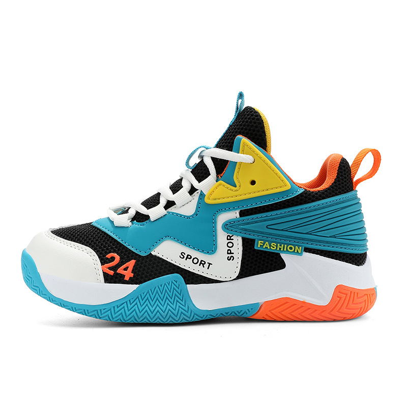 Pantofi baschet pentru copii - Față superioară din piele sintetică cu plasă, respirabili, anti-derapare, rezistenți la uzură, ușori, talpă TPR