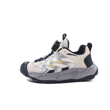 Pantofi pentru copii cu nasturi rotativi, partea superioară din piele sintetică cu model în dungi, talpă EVA ușoară, unisex, pentru 4–16 ani