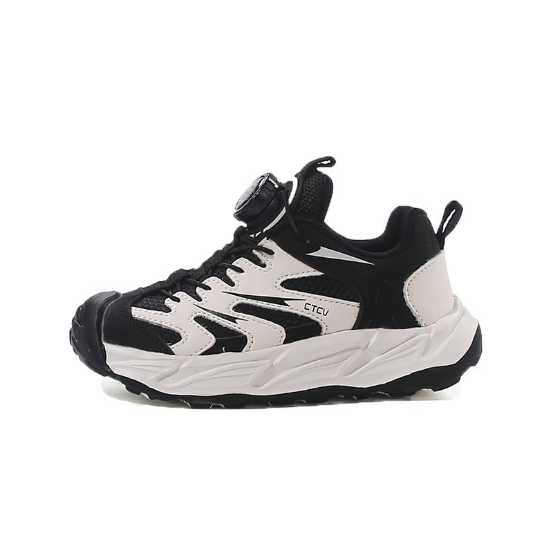 Pantofi pentru copii cu nasturi rotativi, partea superioară din piele sintetică cu model în dungi, talpă EVA ușoară, unisex, pentru 4–16 ani