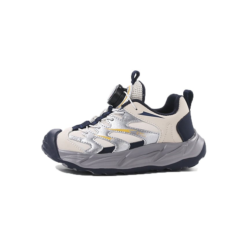 Pantofi pentru copii cu nasturi rotativi, partea superioară din piele sintetică cu model în dungi, talpă EVA ușoară, unisex, pentru 4–16 ani