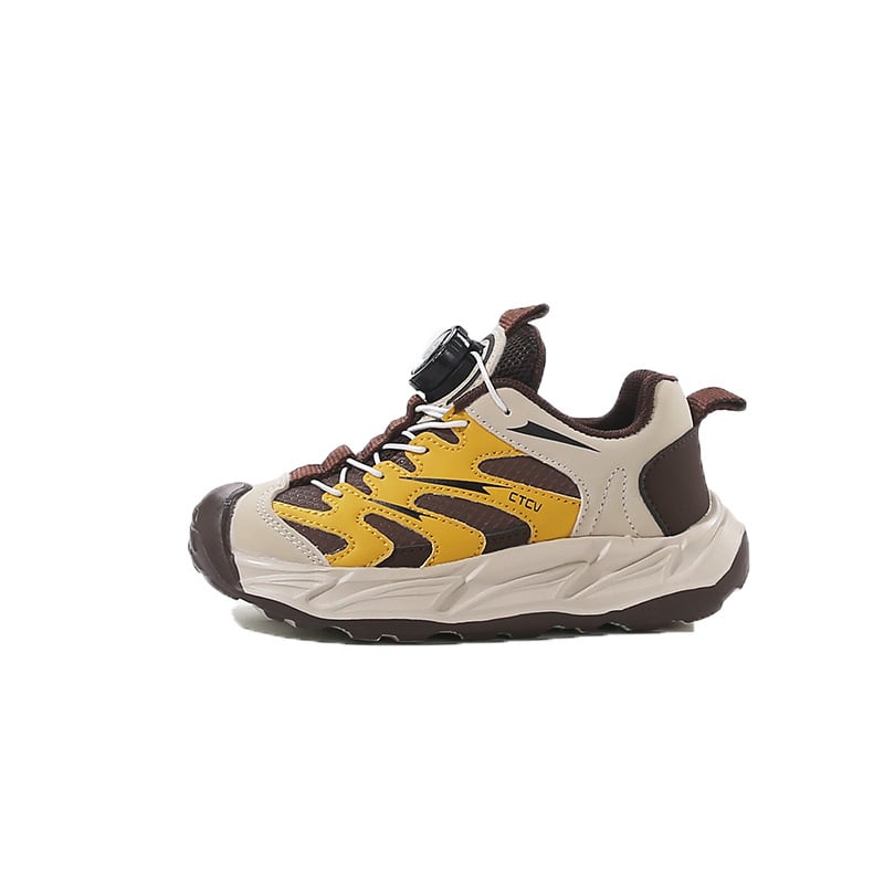 Pantofi pentru copii cu nasturi rotativi, partea superioară din piele sintetică cu model în dungi, talpă EVA ușoară, unisex, pentru 4–16 ani