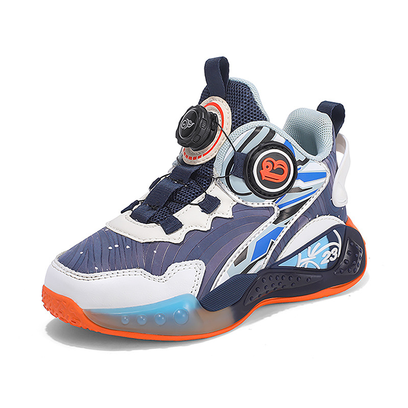 Pantofi de baschet pentru copii – Unisex, Parte superioară din piele sintetică, Talpă MD, Rezistenți la apă, Antiderapare, Model cu dungi.