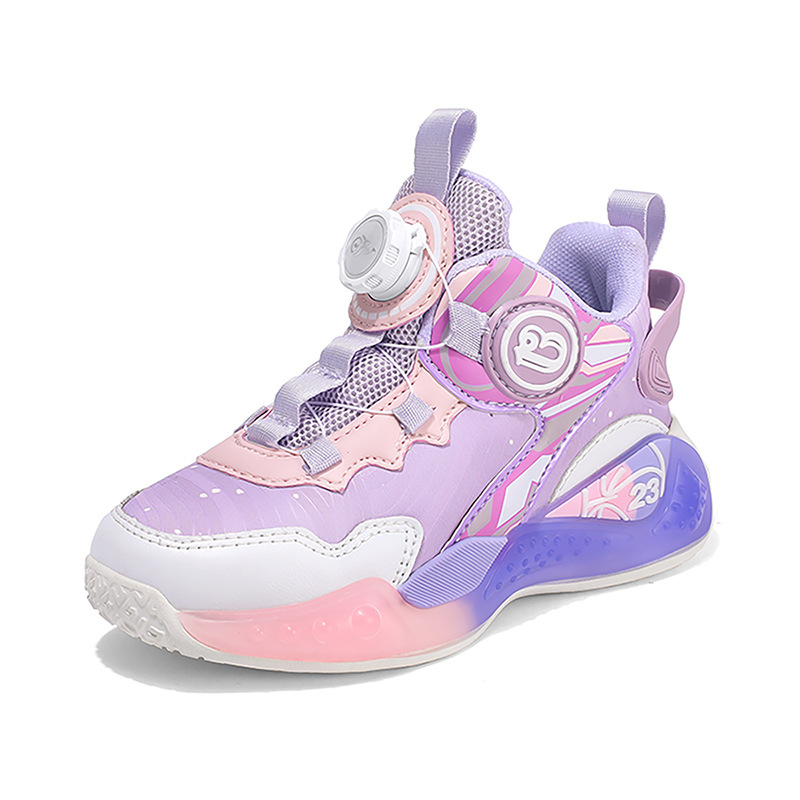 Pantofi de baschet pentru copii – Unisex, Parte superioară din piele sintetică, Talpă MD, Rezistenți la apă, Antiderapare, Model cu dungi.