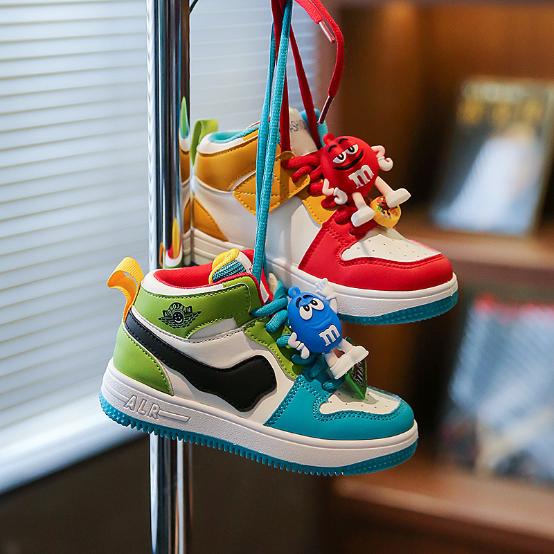 Pantofi sport pentru copii cu platformă, model graffiti cartoon, partea superioară PU, căptușeală din piele artificială, talpă din cauciuc antiderapant