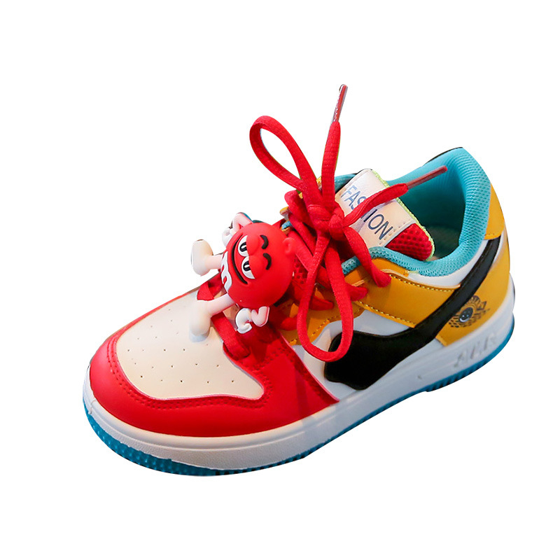 Pantofi sport pentru copii cu platformă, model graffiti cartoon, partea superioară PU, căptușeală din piele artificială, talpă din cauciuc antiderapant