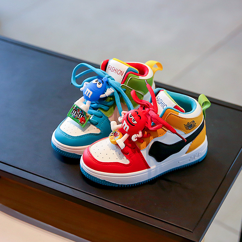 Pantofi sport pentru copii cu platformă, model graffiti cartoon, partea superioară PU, căptușeală din piele artificială, talpă din cauciuc antiderapant