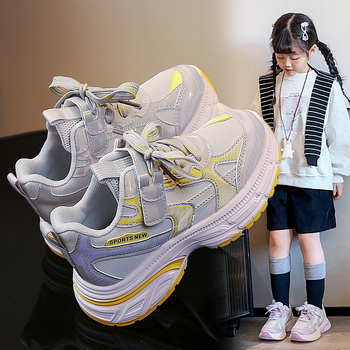 Pantofi de alergare pentru copii - partea superioară din piele microfibră, talpă din cauciuc; anti-derapaj, rezistenți la uzură, absorbție a șocurilor; culoare uni; închidere cu buton rotativ