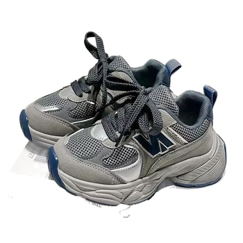 Pantofi sport unisex dad shoes - partea superioară din piele artificială, închidere Velcro, talpă antiderapantă și rezistentă la uzură, model cu dungi