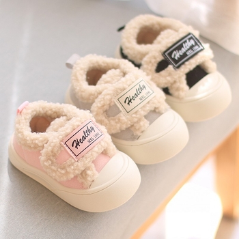 Dječje zimske casual tenisice s fleece unutrašnjom, niski gornji dio, kožni gornji dio, Velcro zatvarač, protuklizne, za uzrast 1–6 godina