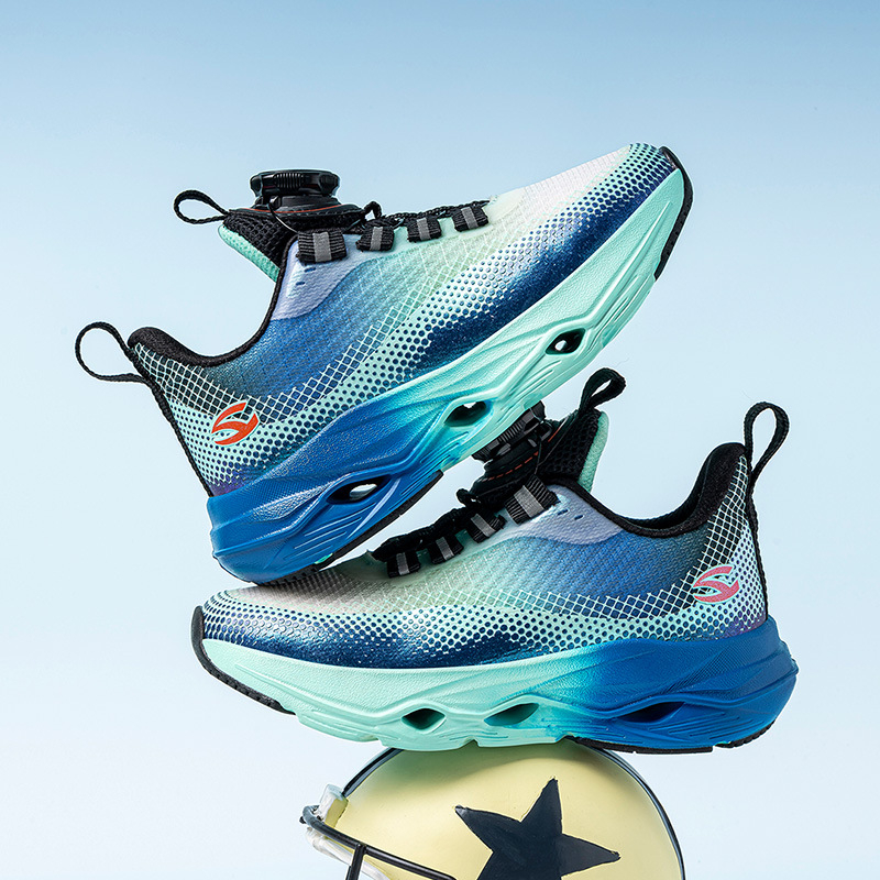 Dječje tenisice za trčanje s prozračnim dvostrukim mrežicama, rotirajućom kopčom, amortizirajuća podloga od gume i EVA, lagane, za proljeće i jesen.