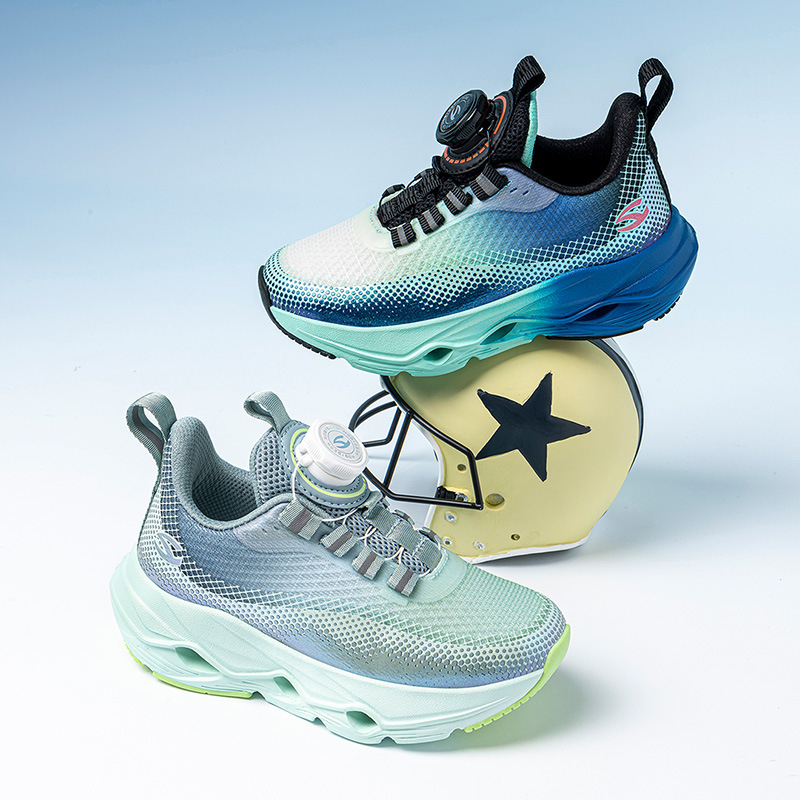 Dječje tenisice za trčanje s prozračnim dvostrukim mrežicama, rotirajućom kopčom, amortizirajuća podloga od gume i EVA, lagane, za proljeće i jesen.