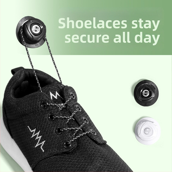 XD18 Bezvadu kurpju auklas ar rotējošu sprādzi – piemērotas kurpēm un ikdienas apaviem; stil: apaļa rotējoša sprādze, materiāls: neilons ar atstarojošām lentām; visām sezonām