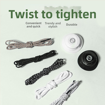 XD18 Bezvadu kurpju auklas ar rotējošu sprādzi – piemērotas kurpēm un ikdienas apaviem; stil: apaļa rotējoša sprādze, materiāls: neilons ar atstarojošām lentām; visām sezonām