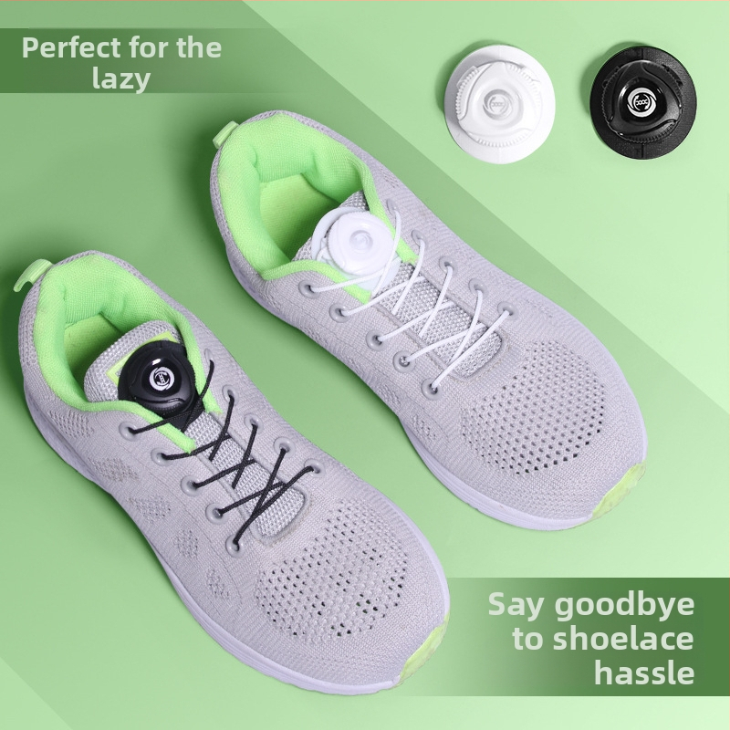 XD18 Bezvadu kurpju auklas ar rotējošu sprādzi – piemērotas kurpēm un ikdienas apaviem; stil: apaļa rotējoša sprādze, materiāls: neilons ar atstarojošām lentām; visām sezonām