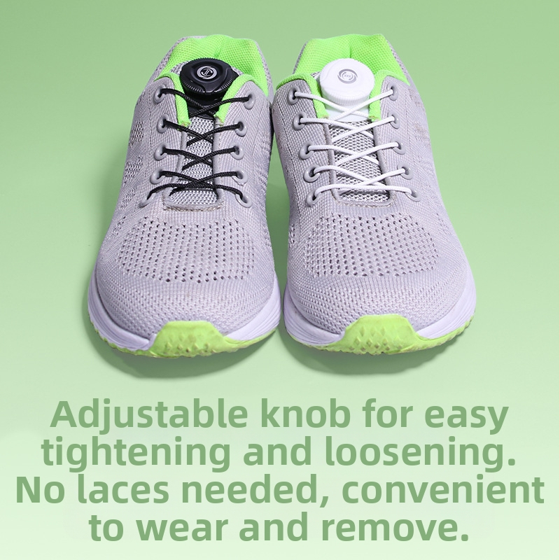 XD18 Bezvadu kurpju auklas ar rotējošu sprādzi – piemērotas kurpēm un ikdienas apaviem; stil: apaļa rotējoša sprādze, materiāls: neilons ar atstarojošām lentām; visām sezonām