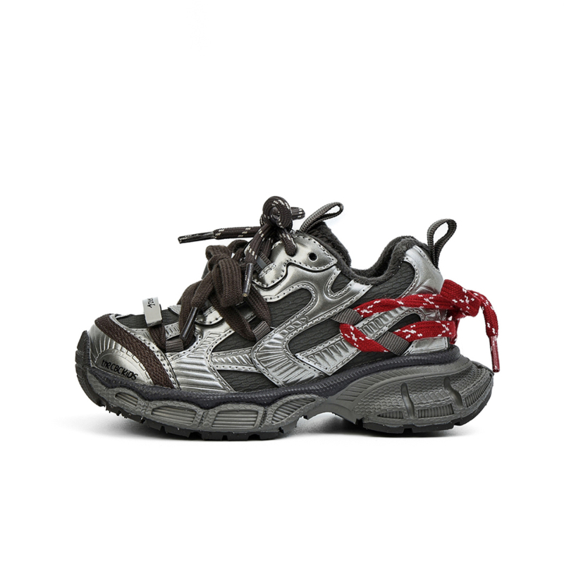 Unisex dječje tenisice u stilu Dad Shoes za jesen-zimu, gornji dio od mikrovlaknaste kože, potplat od gume i EVA, zatvarač na Velcro, prozračnost, protivklizne
