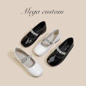 Cipele za djevojčice od mikrovlakana, Mary Jane slip-on, s kristalnim ukrasima, PU ulošak, gumeni potplat