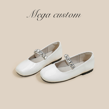 Cipele za djevojčice od mikrovlakana, Mary Jane slip-on, s kristalnim ukrasima, PU ulošak, gumeni potplat