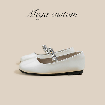 Cipele za djevojčice od mikrovlakana, Mary Jane slip-on, s kristalnim ukrasima, PU ulošak, gumeni potplat